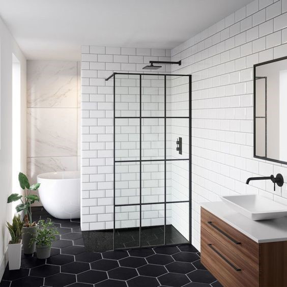 900mm Black Shoji Wetroom Panel - Zane Vanity Unit